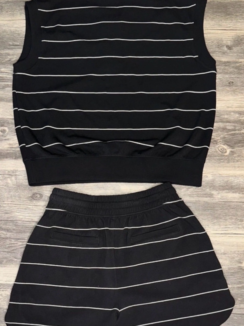 Rae Mode Black and White Striped Women's Short set- Classic Casual